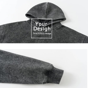 เสื้อฮู้ดดี้โอเวอร์ไซส์สำหรับคู่รัก ผ้าฟลีซหนานุ่ม 100% คอตตอน กันลม สไตล์วินเทจ ล้างสีแบบแอซิดวอช - Product Image 1