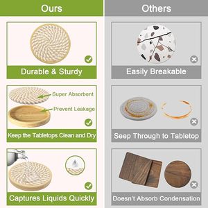 Best Theme Design Breaded Cotton Rope and Wooden <b>Table</b> <b>Coaster</b> Best for Parties and Other Functions Tableware Design <b>Coaster</b> - Product Image 3