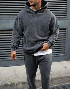 Survêtement délavé à l'acide, surdimensionné et épais, survêtement 100% coton, pull pour hommes, avec logo imprimé bouffant personnalisé, nouvel arrivage - Product Image 3