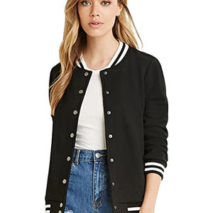 Chaqueta Universitaria Personalizada de Lana con Parches Bordados en Chenilla y Mangas de Cuero para Mujer - Product Image 3