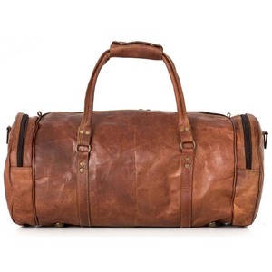 Bolsa de lona de cuero de lujo hecha a mano personalizada equipaje de viaje de cuero genuino para hombre FIN DE SEMANA durante la noche llevar al por mayor - Product Image 5