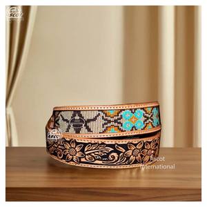 Ceintures perlées en cuir de peau de vache véritable de conception supérieure pour hommes avec acier strass pour boucle accessoires de mode en gros - Product Image 5