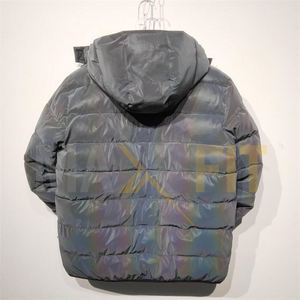 แจ็คเก็ตบอมเบอร์ผู้ชายแบบพัฟเฟอร์สีรุ้งสะท้อนแสงสำหรับฤดูหนาว  ผ้าแคนวาส คอตั้ง กันน้ำ กันลม - Product Image 6