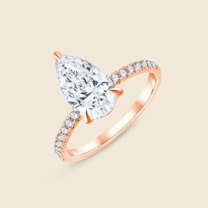 Sleeked 2.05 Carat Elongated Pear Cut Lab Grown Diamond Elongated Pear Micro <b>Ring</b> F-VS In 14K Solid Gold Everyday <b>Stacking</b> Gift - Product Image 3