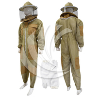 Combinaison d'apiculture professionnelle en coton ventilée, anti-piqûres, avec voile, protection intégrale unisexe à 3 couches en maille
