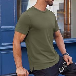 T-shirts unisexes à manches courtes respirants en pur coton 100% à col rond pour hommes - Product Image 1