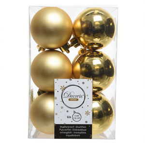 Amicasa 12-Piece Christmas <b>Tree</b> Ball Set Gold <b>Plastic</b> 6cm Ornaments 9021830 - Product Image 2