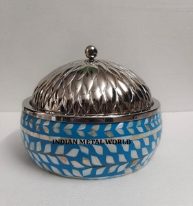 Vaisselle de serveur de nourriture de qualité exclusive et pot chaud design unique bois et incrustation d'os en acier inoxydable pour vaisselle de table - Product Image 3