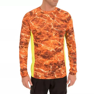 Jersey de pesca de manga larga personalizable de secado rápido UPF 50 + para hombre, transpirable, 100% poliéster, venta al por mayor, ropa estampada con cuello de capucha - Product Image 3