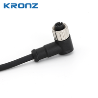 Connecteur femelle coudé KRONZ M12, codage A, 4 broches, câble pré-câblé 2m, non blindé, IP67, prise à verrouillage par vis, capteur, PVC/alliage noir