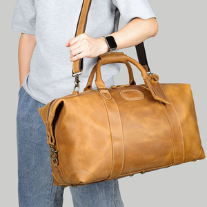 Sac polochon d'affaires en cuir souple de nuit pour hommes noirs sacs de voyage en cuir véritable - Product Image 3