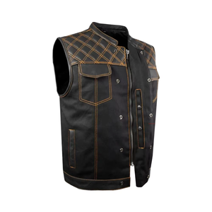 Chalecos de Motociclista de Cuero Negro para Hombre, Chaquetas de Cuero con Diseño Personalizado, Chaleco de Cuero Transpirable con Cremallera para Invierno - Product Image 5
