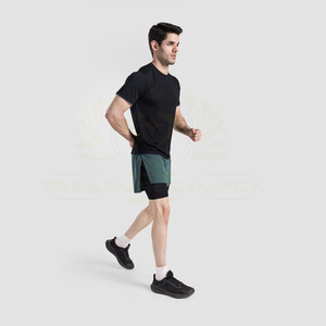 กางเกงขาสั้นออกกำลังกายผู้ชาย เอวกลาง แห้งเร็ว ระบายอากาศดี สวมใส่สบาย เหมาะสำหรับวิ่ง ลายเรียบ มีกระเป๋า ความยาวระดับเข่า ขายส่ง - Product Image 2