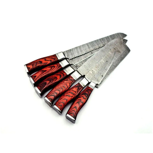 ชุดมีดเชฟเหล็กดามัสกัส 67 ชั้น ทนทาน ด้ามไม้ ใช้ได้ทั้งมือซ้ายและขวา คมกริบ ผลิตด้วยมือ แข็งแรงทนทาน - Product Image 2