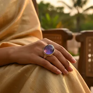 Oval Amethyst Fine <b>Stud</b> <b>Earrings</b> for Women 925 <b>Silver</b> Gemstone Jewelry Ring - Product Image 3