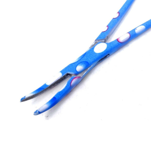 คีมล็อกห้ามเลือดสแตนเลส5.5 "คีมผ่าตัดแบบโค้งและแบบตรงลายดอกไม้สีฟ้า - Product Image 2