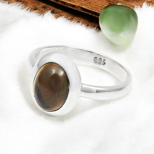 Pierre précieuse d'opale noire naturelle faite à la main en argent sterling 925 bagues en vermeil d'éternité pierre de naissance de luxe bijoux unisexe vente en vrac OEM - Product Image 5