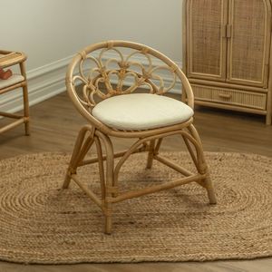 Silla Infantil de Ratán |   Asiento Infantil Vintage Hecho a Mano con Cojín - Product Image 4