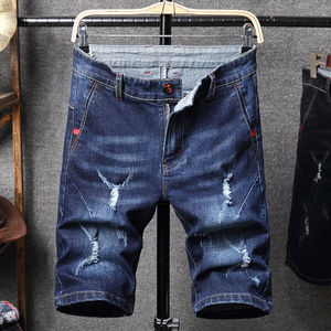 <b>Men's</b> Breathable Casual Straight <b>Denim</b> <b>Shorts</b> with Zippers <b>Elastic</b> <b>Waist</b> Loose Fit Winter Custom Printing Wholesale - Product Image 3