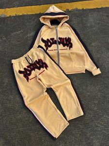 Ensemble de survêtement rose et rouge à capuche pour filles, impression par sublimation, streetwear, veste zippée intégrale, pantalon de jogging, vêtements d'automne pour enfants - Product Image 3