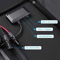 Panneau solaire portable pliable 200W HPBC ETFE, chargeur OEM ODM, fourniture d'usine pour le camping, les camping-cars, la randonnée, l'alimentation hors réseau
