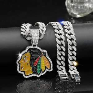 Colgante de Moissanita de Alta Calidad Chapado en Oro y Plata de los Chicago Blackhawks de la NHL, Estilo Hip Hop, Accesorio para Fanáticos del Hockey sobre Hielo, Campeones - Product Image 4