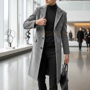 Abrigo Largo Clásico para Hombre, Mezcla de Lana, Resistente a las Arrugas, Material de Poliéster - Product Image 5