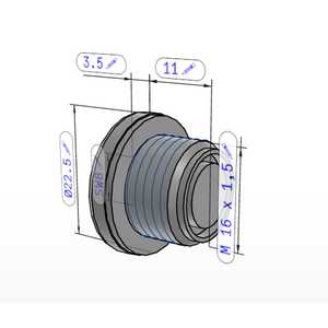 K0450 สกรูยึดเครื่องยนต์ M16x1.5 หัวหกเหลี่ยมไม่มีช่องระบายอากาศ เทอร์โมพลาสติกโพลีเอไมด์ 66 สีดำ - Product Image 3