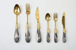 Classique Moderne Résine Poignées Couverts Couverts En Acier Inoxydable En Gros Métal Argenterie Ensemble Y Compris De Mariage Cuillère - Product Image 2