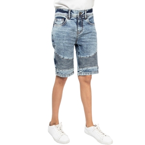 Shorts en jean décontractés pour garçons, taille haute, coupe slim, à carreaux, élégants, lavés, confortables, doux, logo personnalisé - Product Image 2