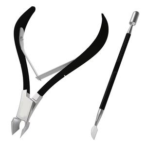 Zuol-Ensemble pince à cuticules professionnelle et poussoir-Acier inoxydable avec poignée noire, instruments de beauté de précision pour le soin des ongles - Product Image 1