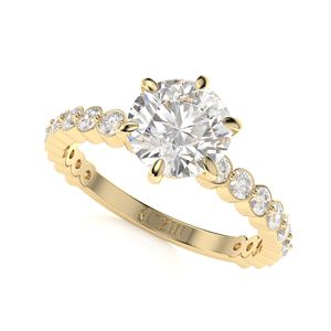Bague de fiançailles pour femme de style mignon avec diamant solitaire de laboratoire taille ronde et accents, marque RITZIN - Product Image 1