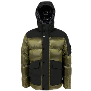 Vestes d'hiver chaudes en nylon brillant pour hommes, manteaux à capuche rembourrés à bulles noires, grande taille, avec décoration de poche - Product Image 5