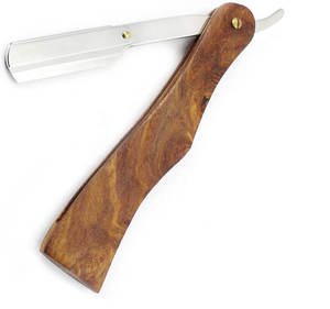 Maquinilla de afeitar clásica para cortar la garganta para hombres con una sola hoja elegante y afeitadora desechable con mango de madera para uso en salón - Product Image 1