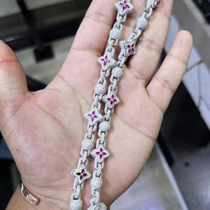 Trending Iced Out VVS Moissanite Diamond 925 Sterling Silver Hip Hop Clover collar cadena fina moda Bling joyería para hombres - Product Image 5