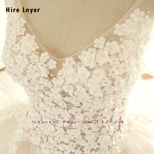Robes <span class=keywords><strong>de</strong></span> <span class=keywords><strong>mariée</strong></span> Aster sur mesure, col en V, fleurs en perles, <span class=keywords><strong>robe</strong></span> <span class=keywords><strong>de</strong></span> bal avec <span class=keywords><strong>jupon</strong></span> - Product Image 5