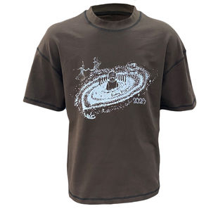 T-shirt unisexe en coton 100% uni, manches courtes, style streetwear hip-hop, coupe ample et décontractée, épaules tombantes - Product Image 1