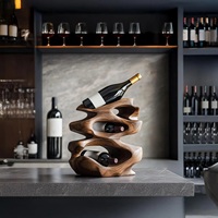 Support à vin en bois massif artisanal pour comptoir, porte-bouteilles résistant à la rouille, décoration moderne pour bar à domicile KSN