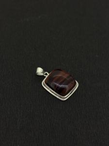 Vintage carré en forme de naturel oeil de tigre Cabochon pierre précieuse solide 925 en argent Sterling femmes mars pierre de naissance pendentifs à breloque - Product Image 5