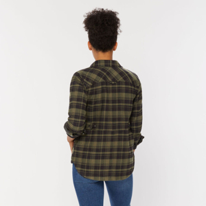 Camisa larga informal de franela sólida para mujer, abotonada, transpirable, cálida para capas en clima frío y actividades al aire libre - Product Image 3