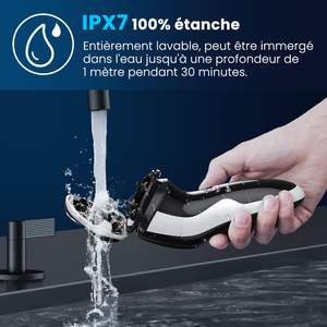 Rasoir électrique pour homme avec écran LED, tête flottante 4D, batterie rechargeable USB, étanche IPX7, rasoir rotatif, étui de voyage - Product Image 5