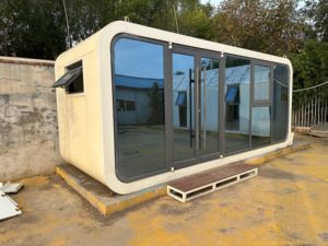 Cabina Prefabbricata di Lusso Flexspace Modulare da Giardino Portatile Assemblata Prefabbricata Tipo Capsule Apple <span class=keywords><strong>Bungalow</strong></span> Ufficio Pod con Ricarica - Product Image 2