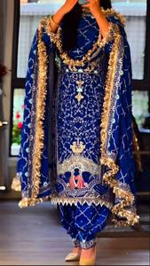 VISHNU K DESIGN Crêpe Naturelle Vintage Floral Top Dhoti Salwar Dupatta Machine Broderie 900G Lâche Silhouette D'été - Product Image 2