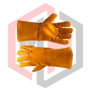 Gants de travail en cuir pleine longueur résistants à la chaleur 11 oz, texture lisse, en cuir de vachette robuste, pour soudure, résistants aux déchirures et anti-coupures - Product Image 6