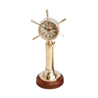 Horloge de station météo nautique antique décorative, horloge en laiton faite à la main sur base en bois, vente en gros