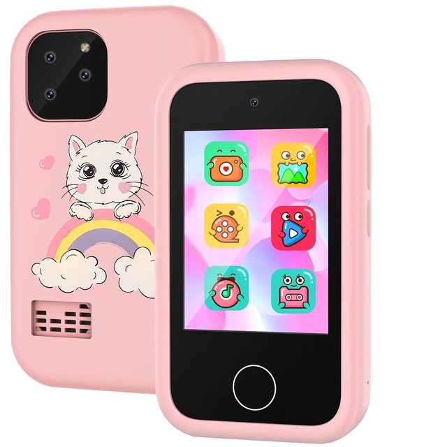 2.8 Inch Touch Screen Rechargeable Plastic Rubber Kids Smart Phone 5-7 Years Educational Colorful Portable Playing Toy Birthday