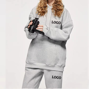 Survêtements de jogging pour femmes tendance d'hiver, survêtement de jogging à capuche surdimensionné, survêtement de jogging patchwork épais et lourd, broderie personnalisée OEM - Product Image 4