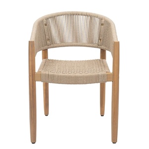 Chaise de salle à manger moderne en teck massif de haute qualité avec tressage en corde pour usage intérieur/extérieur - Product Image 2
