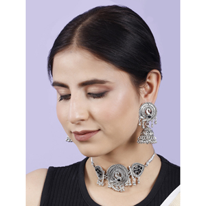 Black Flower Peacock <b>Choker</b> for Party Occasions - Product Image 2