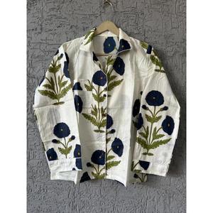 Cómoda ropa de dormir de 3 piezas para mujer, pantalones cortos de algodón con estampado Floral, conjunto de pijama, ropa de dormir térmica con estampado de bloques para dormir - Product Image 3